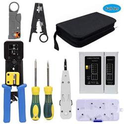 RJ45 Crimping Tool Kit For CAT5 CAT6 Professional Computer Maintenacnce Lan Cable Tester Network Repair Tool Set By Silivn - Pack Of 8