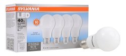 Sylvania 40W Equivalent LED Light Bulb A19 Lamp 4 Pack Daylight Energy Saving & Longer Life Value Line Medium Base Efficient 6W 5000K