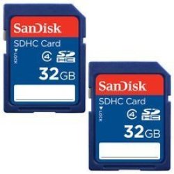 Sandisk 32GB Class 4 Sdhc Flash Memory Card - 2 Pack SDSDB2L-032G-B35 Retail Package