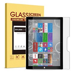 Surface Pro 4 Screen Protector Tempered Glass Sparin Ultra Clear High Definition Tempered Glass Screen Protector For Microsoft Pro 4 12.3 Inch 2015 Version & Windows 10 Anniversary Update