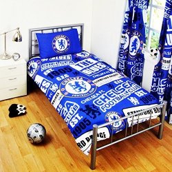 Chelsea Fc Childrens kids Official Patch Football Crest Duvet Set Twin Bed Blue