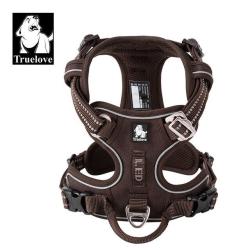 Pet Reflective Nylon Dog Harness No Pull Adjustable Medium Large Naughty Dog Vest Safety Vehicular Lead Walking Running - Brown M