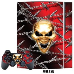 Mightyskins Protective Skin Decal Cover Sticker For Playstation 3 Console + Two PS3 Controllers - Pure Evil
