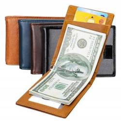 Leather Moneyclip Card Wallet