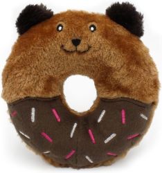 Donutz Buddies Donut Dog Toy With Squeaker No Stuffing - Bear