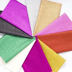 Pu Faux Leather Sheets Canvas Backed 9" X 13" 23 X 34CM Superfine Glitter Faux Leather Fabric For Earrings Hair Bows And Diy Craft Making 10 Colors