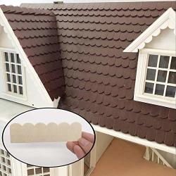 Foreen 12PCS 1 12 Wooden Roof Tiles Diy Miniature Room Painting Doll House Accessory Pretend Play Kids Toy