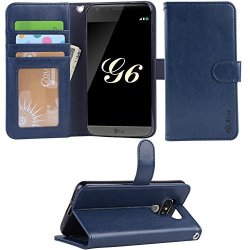 LG G6 Case Arae LG G6 Wallet Case With Kickstand And Flip Cover Blue