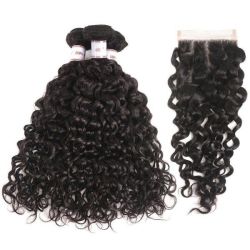 French Curl Brazilian Hair 22 Inches 3BUNDLES + 16 Inches Closure