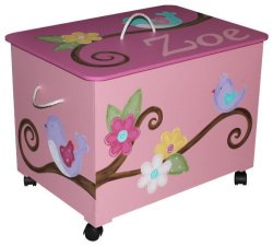 Wooden Pink Bird Toy Box