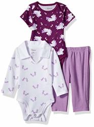 Hanes Ultimate Baby Zippin Pant With Short And Long Sleeve Polo Bodysuits Set Purple Fun 12-18 Months