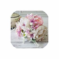White Silk Peonies Roses Wedding Bridal Bridesmaids Bouquets Pink Flowers Marriage Home Floral Decor Wedding Bouquet White Pink