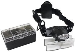 Hawk Opticals Lightweight Head Worn Magnifier With 2 LED Lights 11 Lenses And Adjustable Headband: MG-15155
