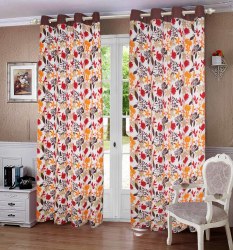 Lushomes Lined Leaf Print Curtains Door Window Eyelet Drapers LH-CRTN18B