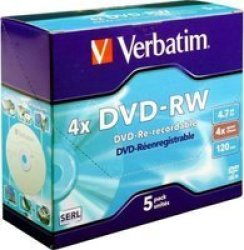 Dvd-rw Matt Silver 4X In Jewel Case 5 Pack