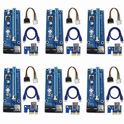 Yifeng 6-PACK Pci-e PCI Express Ver 006 16X To 1X Powered Riser Adapter Card W 60CM USB 3.0 Extension Cable & 4-PIN Molex To