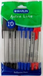 Astra-line Medium Nib Ballpoint Pens - Assorted Pack Of 10