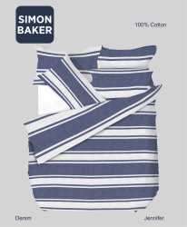 Simon Baker Jennifer Printed 100% Cotton Duvet Cover Sets - Denim Various Sizes - Denim Three Quarter 150CM X 200CM +1 Pillowcase 45CM X 70CM