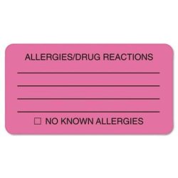 Tabbies - 3 Pack - Allergies drug Reaction Labels 1-3 4 X 3-1 4 Fluor Pink 250 ROLL "product Category: Labels Indexes & Stamps labels & Stickers