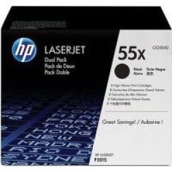 HP 55X High Yield Black Laserjet Toner Cartridges - Dual Pack