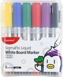 Monami Sigmaflo Liquid 220 Whiteboard Markers - Bullet Tip Set Of 6