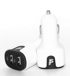 3.4A Dual Type C Car Charger - White
