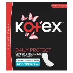 Kotex Daily Protect Liners - Normal 100 Pack Unscented