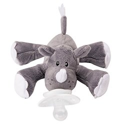Nookums Paci-plushies Rhino Buddies - Pacifier Holder Plush Toy Includes Detachable Pacifier Use With Multiple Brand Name Pacifiers