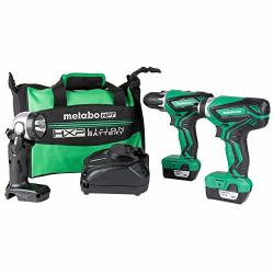 Metabo Hpt Cordless Combo Kit 12V Peak Compact Driver Drill & Impact Driver Includes 2-12V Li-ion Batteries Flashlight 40-MIN Quick Charger & Carrying Bag