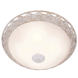Bright Star Lighting - French White Ceiling Fitting With Alabaster Glass