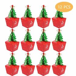 Hapy Shop 12 Pieces 3D Christmas Paper Box Gift Boxes Fruit Sweets Carrier Bags Candy Boxes Cookies Goodies Christmas Candy Bags For Christmas Favors