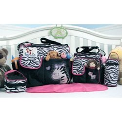 Soho Collection Zebra Diaper Bag 5 Pieces Set