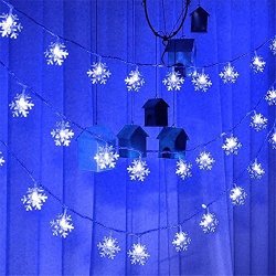 AMSKY Christmas Decor String Lights 1.5M 10 LED Snowflakes Shape String Lights Party Wedding Christmas Decor Lights Garden Decor Room Decor Blue