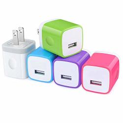 Single Port Charging Block 5-PACK USB Wall Charger Plug 5V 1A Travel Power Adapter Charging Plug Charging Cube Box Station Head Replacement For Iphone X 8 7 6