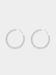 Women&apos S Silver Diamante Hoop Earrings
