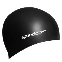 Speedo Junior Plain Flat Silicone Swim Cap - Black
