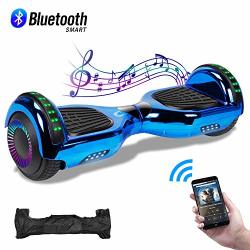 CBD 6.5 Hoverboard With Bluetooth Speaker Self Balancing Hoverboard For Kids With LED Lights Ul 2272 Certified Chrome Blue