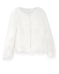 Anself XX-Large Faux Fur Short Coat Jacket in White