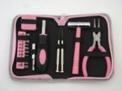 8 Piece Pink Ladies Tool Kit In Nylon Zip-up Bag