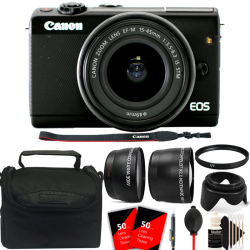 Canon Eos M100 Mirrorless Digital Camera + Ef-m 15-45MM F 3.5-6.3 Is Stm Lens Graphite + Ef-m 55-200MM F 4.5-6.3 Is Stm Lens Black + 32GB