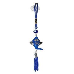 MEH1326 Mehrunnisa Turkish Evil Eye Peacock Feng Shui Good Luck Charm Hanging In Glass