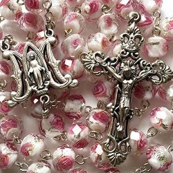 Elegantmedical Handmade Rose Pink Veluriyam Rose Beads Rosary