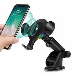 TOP4CUS Compatible With Iphone Samsung Wireless Car Charger Mount 10W 7.5W Qi Fast Car Charger Ir Sensor Auto Clamping Air Vent Dashboard Car Charger Holder