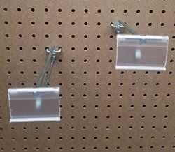 INCH 8 Heavy Duty Pegboard Scanner Hooks With 2 By 1-1 4 Flip Up Clear Label Holders 50 Pack