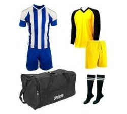 Soccer Kit With Goalkeeper Set & Kit Bag Football Team Of 15 Blue white