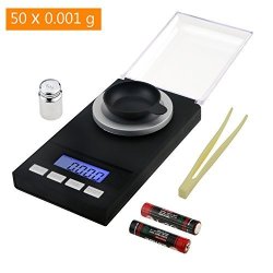 Tedgem Digital Milligram Scale 50 X 0.001G - Reloading Jewelry Scale Digital Weight MINI Lcd Pocket Lab Scale With Calibration Weights Tweezers And Weighing Pans