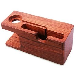 Aerb Rose Wood Charging Stand Bracket Docking Station Stock Cradle Holder For Iphone And Apple Watch
