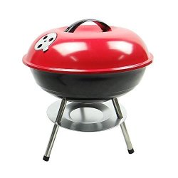 Outdoor Circular Grill Bbq MINI Three-legged Barbecue Stove With Storage Rack Portable Pot Lid Grill 2-5 People Family Garden Barbecue 14 Inch