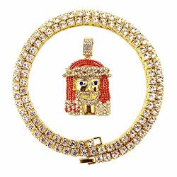 Hh Bling Empire Mens Hip Hop Iced Out 14K Gold Artificial Diamond Jesus Piece Pendant Cz Tennis Chain Necklace Jesus A