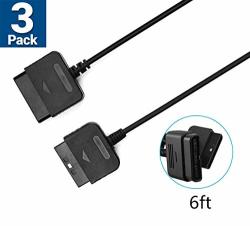 Traderplus 3 Pack Controller Extension Cable Cord Wire For Sony Playstation PS1 PS2 Game Console 6 Feet